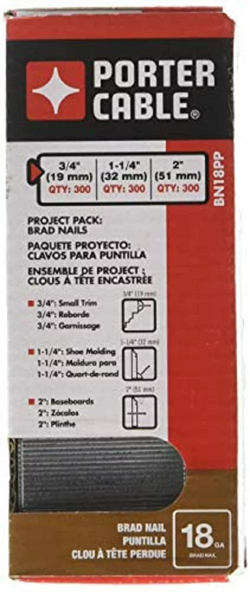Porter-Cable Brad Nails, Project Pack, 18GA, 3/4 Inch - 300, 1-1/4-Inch - 300; 2-Inch - 300, 900-Pack (BN18PP) 2 Porter-Cable Brad Nails, Project Pack, 18GA, 3/4 Inch - 300, 1-1/4-Inch - 300; 2-Inch - 300, 900-Pack (BN18PP) - Image 2