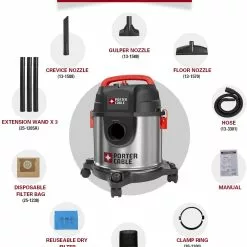 Porter-Cable PCX18301-4B 4 Gallon 4 HP Wet/Dry Vacuum, Stainless Steel Light Weight Portable Shop Vac, 3 in 1 Function with Att -Porter-Cable Sales Shop 71Y24DRIGjL. AC SL1500